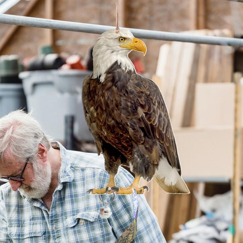 Outdoor Garden Ringing Owl Shape to Deter Birds Hanging Pendant Bird Scarer Gadget with Reflective Strap for Outdoor