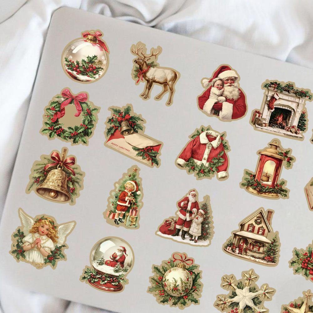 50PCS PVC Christmas Cartoon Stickers DIY Kids Sticker Toys New Santa Claus Sticker  Notebook