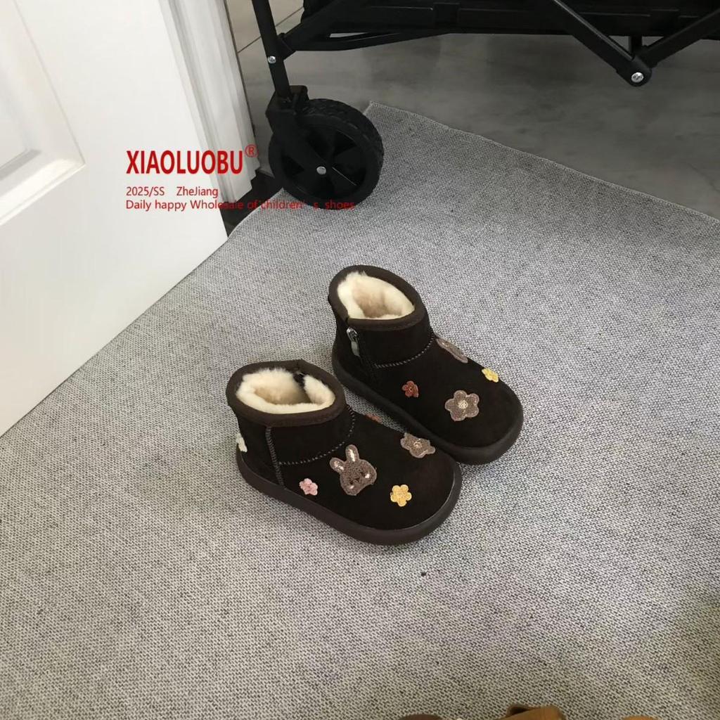 Girls' 3D Flower Snow Boots - 2025 Autumn/Winter Collection: Comfortable, Warm, and Soft Cotton Children's Shoes