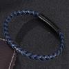 Trendy Leren Touw Armband voor Koppels in Koreaanse Stijl met Zwarte Roestvrijstalen Drukknop