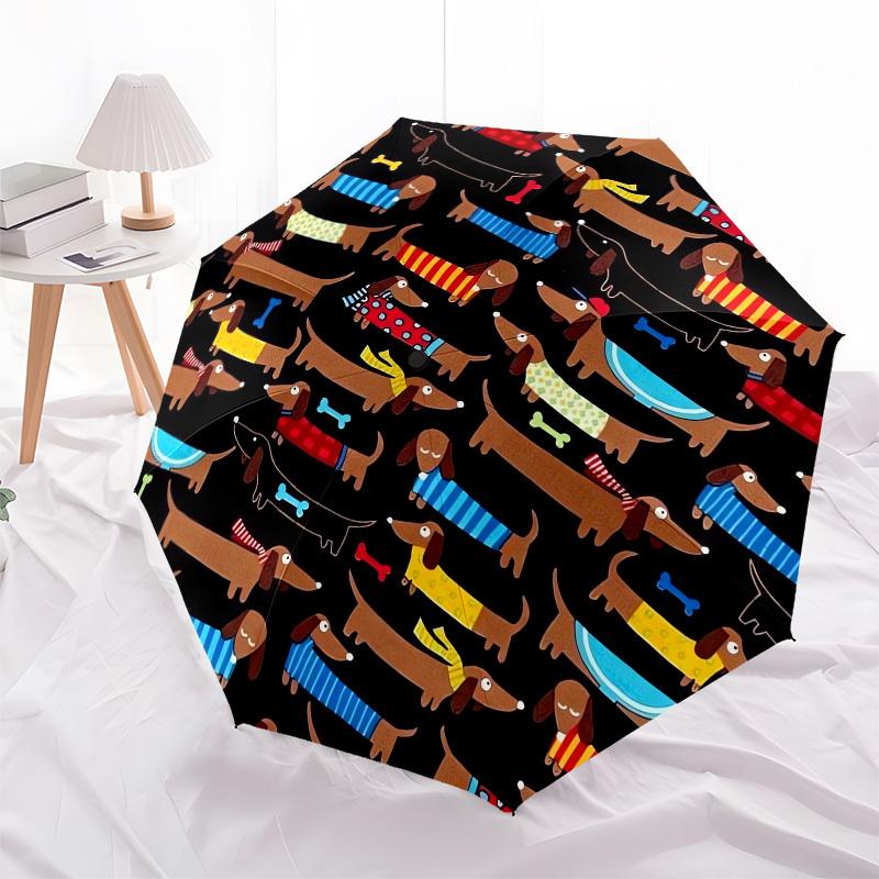 1pc Dachshund Pattern Umbrella with Plastic Handle,Compact & Stylish,Cartoon Pattern,Outdoor UmbrellaPT465