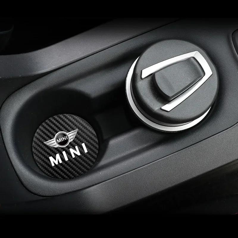 AWS1 2Pcs Leather Car Cup Holder Pad Anti Noise Coaster For MINI One Cooper JCW Countryman Clubman Cabrio Paceman Coupe Roadster R59