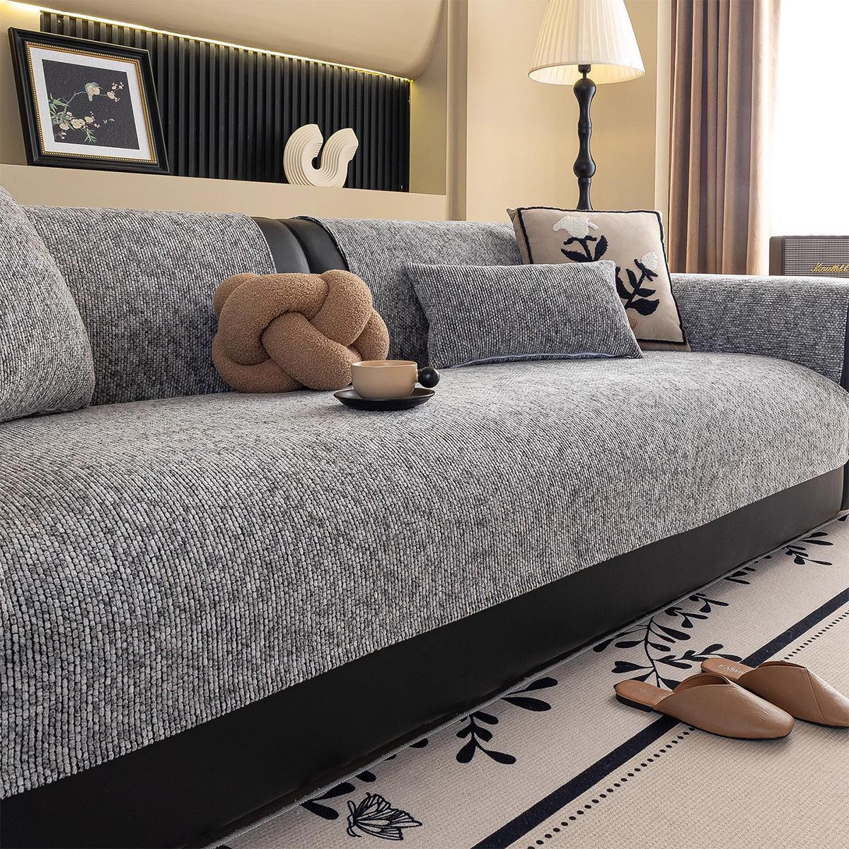 

Middle Ancient Style Sofa Cover Fabric Anti Slip High-end Feeling Sofa Cushion Living Room Breathable All Season Universal 70x70cm сірий