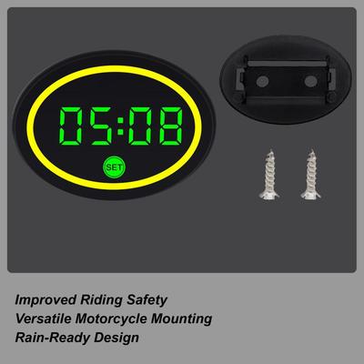 Motorbike Digital Clock Smart LED Display Motorbike Voltage Temperature Meter For Women Teens Cycling Enthusiasts Commuting