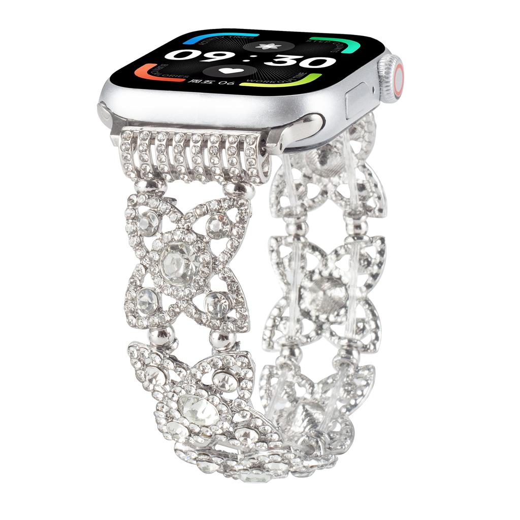 Bling Elastic Bracelet Link For Apple Watch Band Series 11/10/9/8/7/6/5/4/3/2/1 SE 40mm 41mm 42mm 44mm 45mm 46mm 49mm Strap