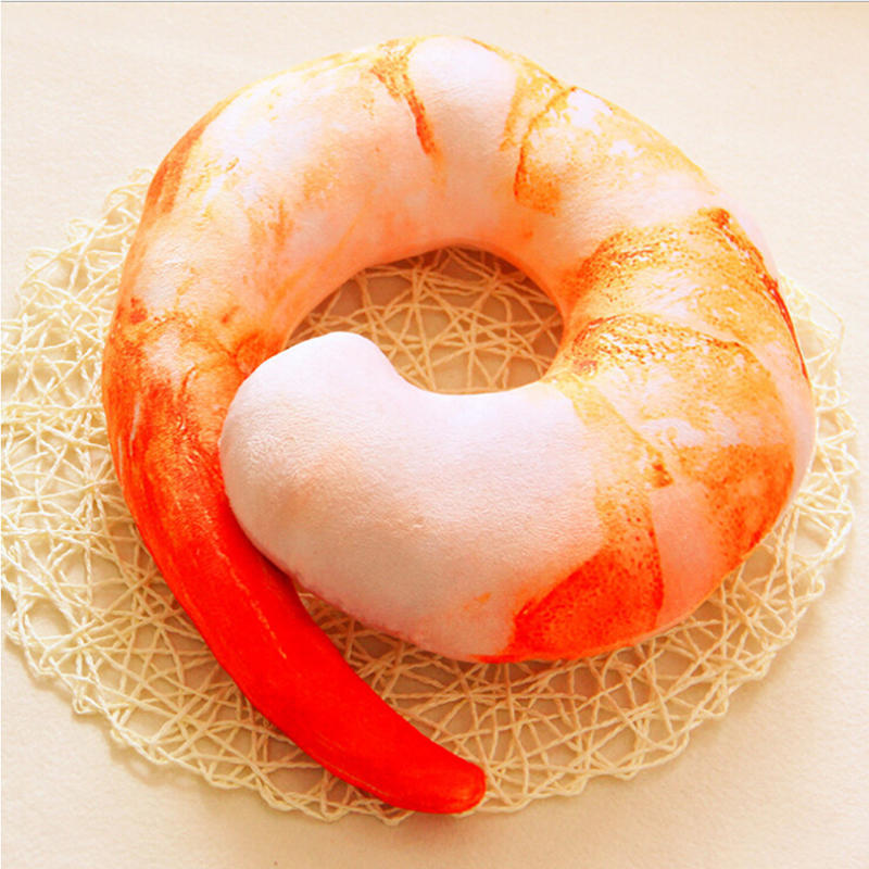 Peeled Prawns Stuffed Animals Plush Toys U Neck Pillow Shrimp Cushion Pillow