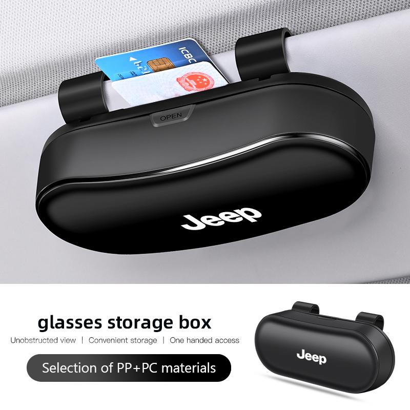 Car Glasses Storage Box Portable Auto Sunglasses Case For Jeep Renegade Wagoneer Avenger Recon Wrangler JK Grand Patriot Decal
