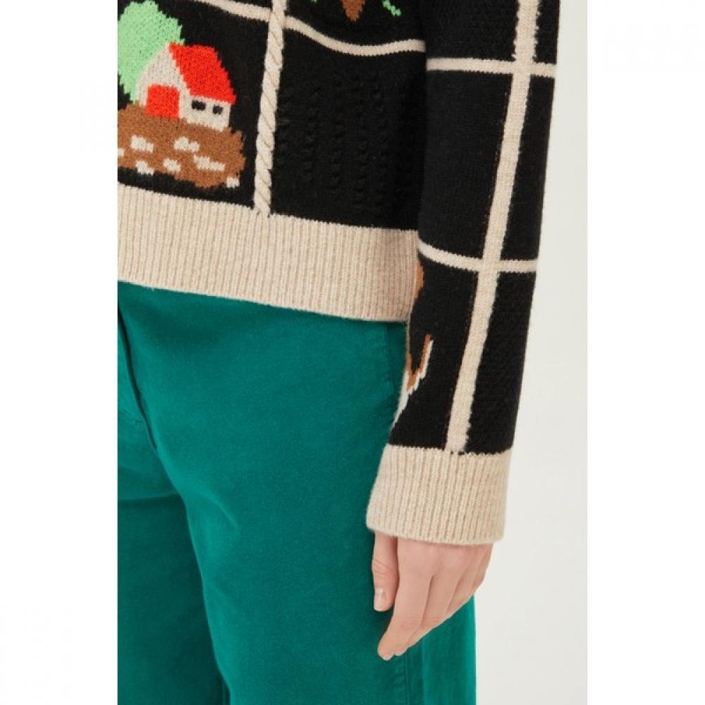 Benetton Cardigan tricotat cu guler rotund și intarsii Benetton Bakca2511