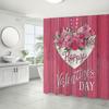 4Pcs Bathroom Shower Curtain Set Pink Flowers Bathroom Curtain With 12 Hooks Non Slip Rugs Toilet Cover Mat Bathroom Partition