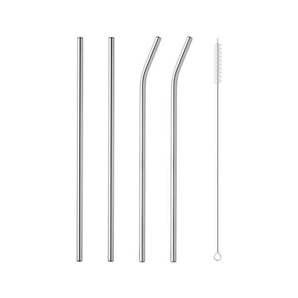 

Набір щіток для чищення соломинок Estebanhof з нержавіючої сталі 30 см Прямі 2 шт. + Вигнуті 2 шт. + Щітка для чищення 1 шт.