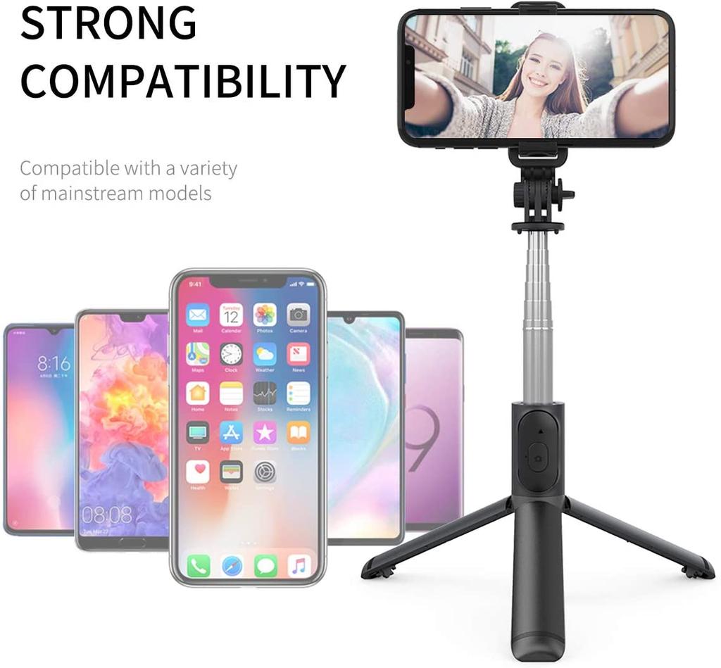 Selfie Stick Extendable Selfie Stick with Wireless Remote and Tripod Stand Portable Lightweight
