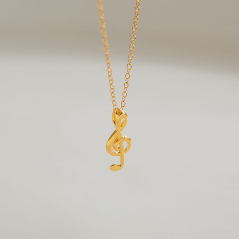 LUNNE 14k Zlato Náhrdelník s přívěskem hudební noty (Zlato plněné) #GFN21