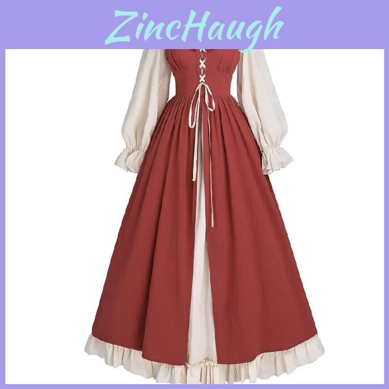Renaissance The Medieval Lotus Long Sleeves Dresses Cosplay Costume Clothes