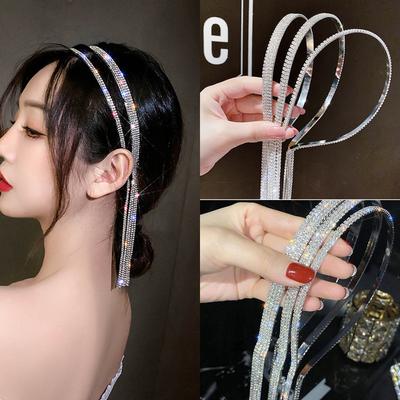 Luxuriöse Kristall-Haarbänder für Damen Lange Quasten-Haarbänder Koreanisches Strass-Stirnband Hochzeit Mädchen Haaraccessoires Geschenke