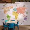 3d Kids Room Photo Mural Cartoon Girls Bedroom Pink World Map Airplane Hot Air Balloon Wallpaper Home Decor