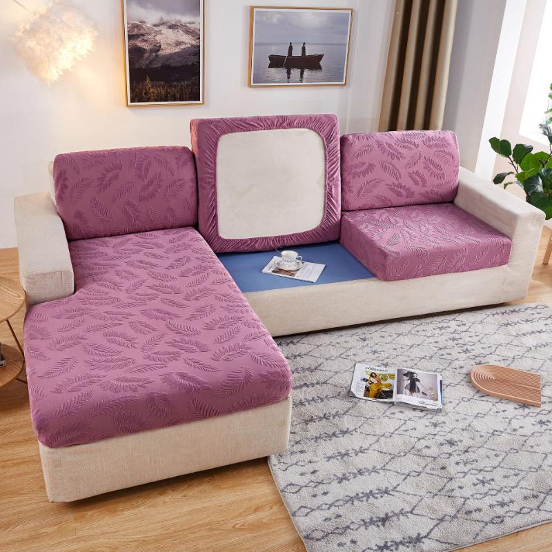 European Knitted Sofa Cover Delicacy Feather Pattern Cushion Cover Luxury Elastic Stretch Spandex Sofa Protector