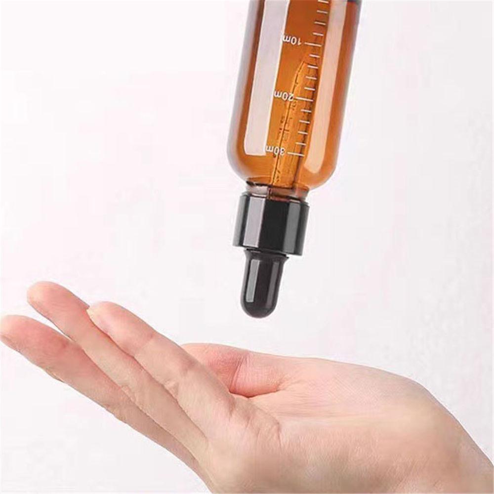 5pcs 5-100ml Graduated Dropper Bottle With Silicone Head Essential Oil Empty Dispenser High-Grade Light-Proof Glass Medicine Bottle