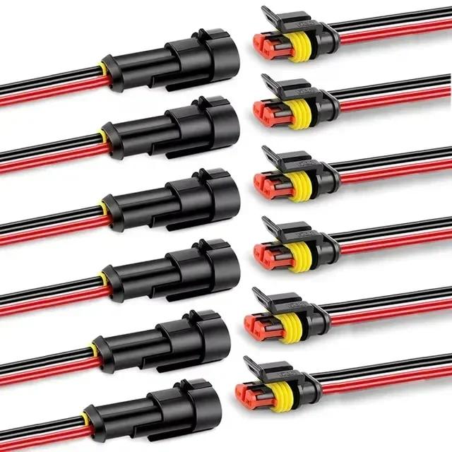 20/10pcs Waterproof Automotive Male Female Electrical Connectors Plug 2-Pin Way with Wire for Car Motorcycle Scooter Marine