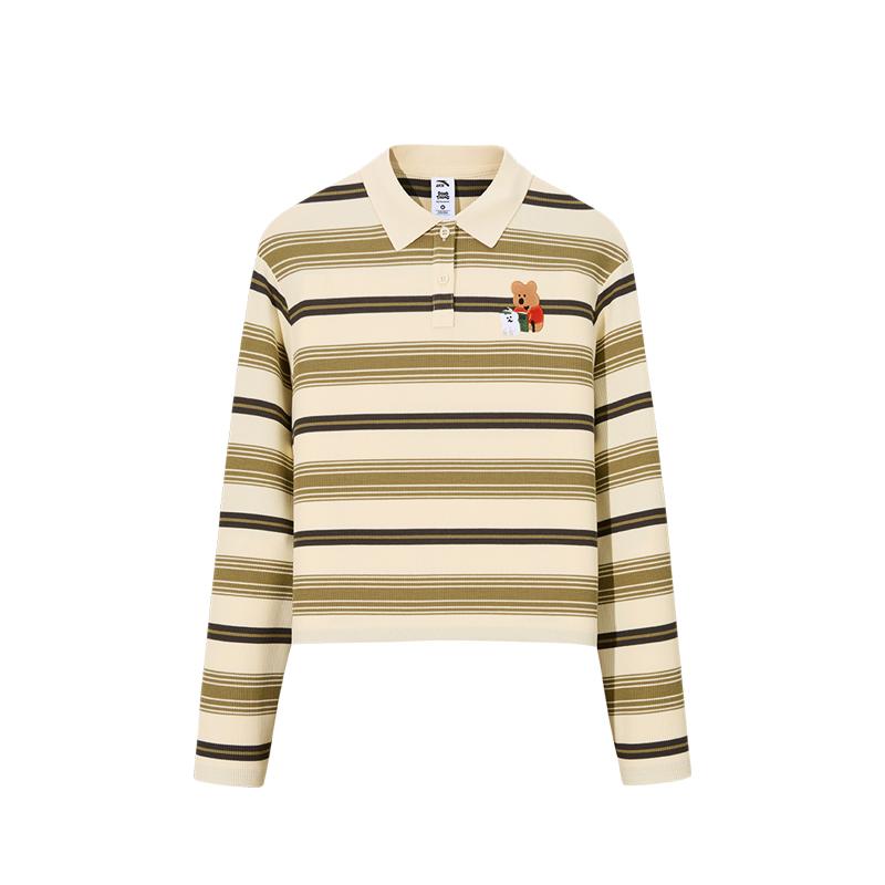 

Коллаборация Anta X Da Meng Ting Серия Life Полосатый Цветовой блок Свободная Повседневная Футболка с Длинным Рукавом и Заниженным Плечом Женские Топы 162548404-2 S