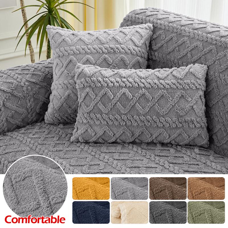 Jacquard Stretch Sofa Covers Anti -Slip Pattern Backing Protects Couch Cushions From Pets And Cats Velvet Sectional Couch Cover