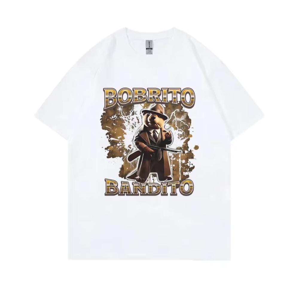 Italienische Brainrot Bobrito Bandito T-Shirts Capybara Lustiges Meme T-Shirt Unisex Damen Mode Lässig Humor Übergroß Männlich Kurzarm