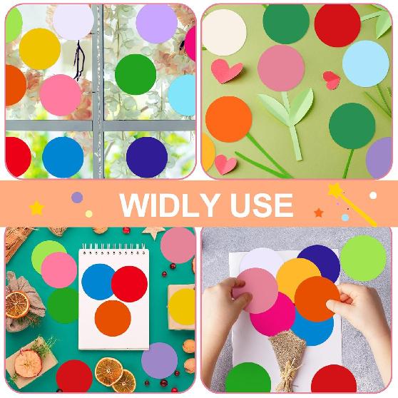 Kisston 360 Pcs Round Cutouts Paper 3.9 Inch Assorted Color Die Cuts for DIY Craft Projects School Classroom Bulletin Board Decor