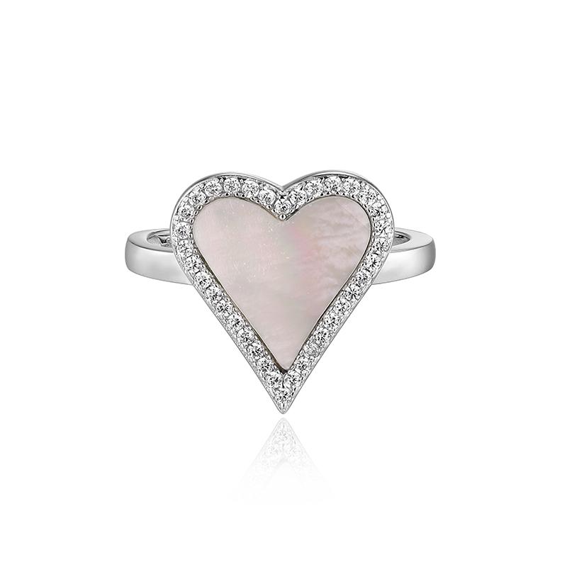 925 Sterling Silver High Quality  Luxury Women  Rings Loving Heart Band with Shell black agate   Valentine's Day  Jewelry Gifts