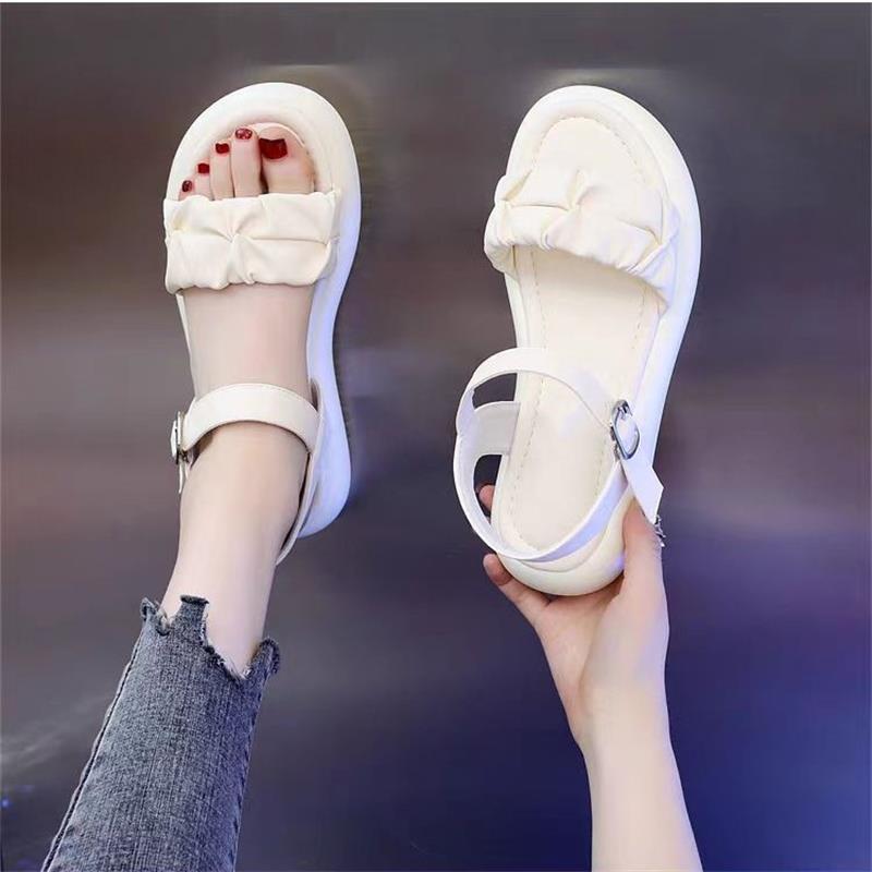 

Fairy style sandals women s 2025 new summer wear with skirt one word with sandals soft sole beach shoes open toe 40 белый
