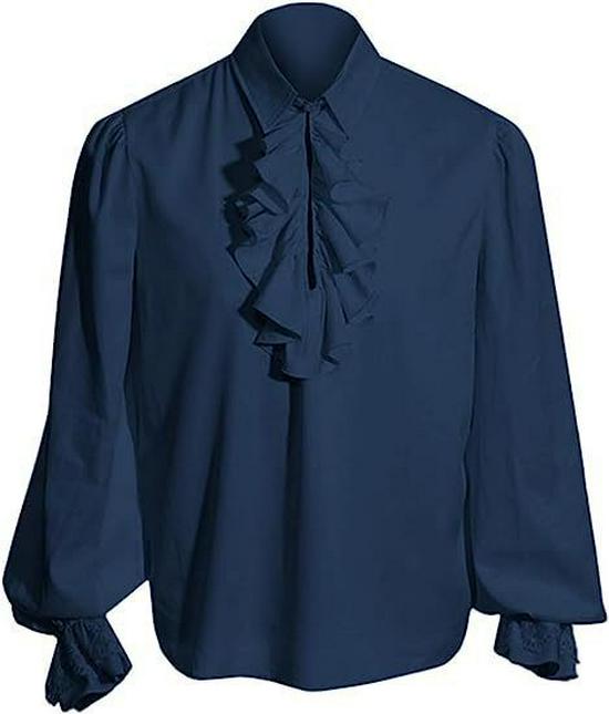 Mantian Yu Men's Steampunk Retro Long Coat Trench & Victorian Shirt Set