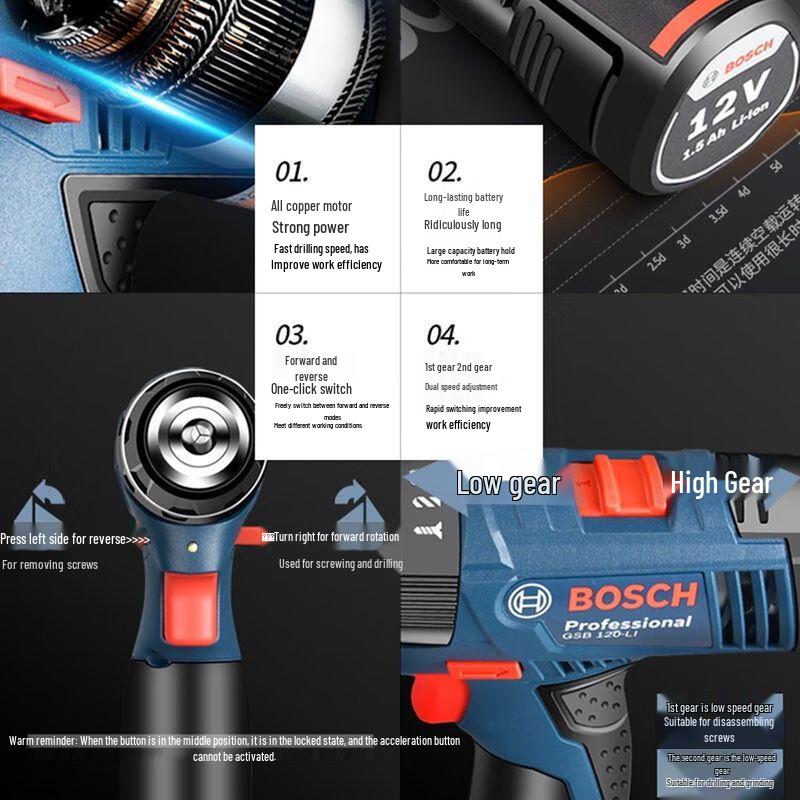 Bosch GSB120 12V Cordless Impact Drill/Driver CN plug (adapter included)