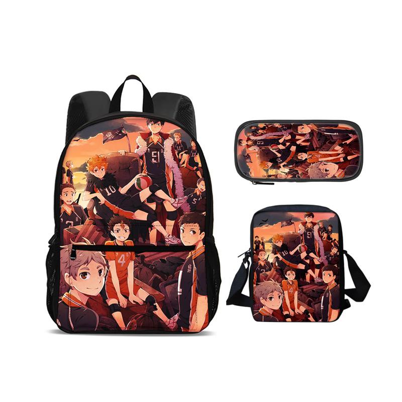 Haikyuu backpack pencil case shoulder bag 3Pcs Set printed new large capacity student boy and girl best birthday gift for school