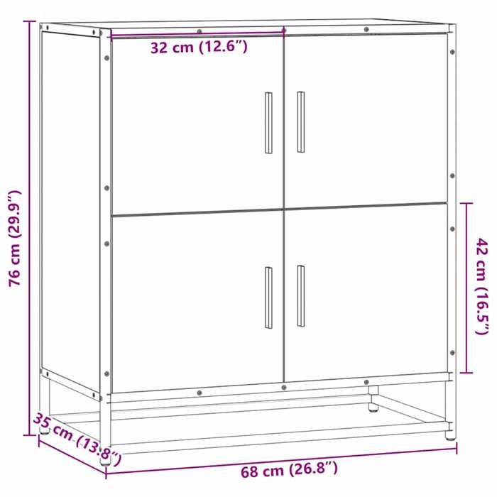 VidaXL Buffet noir 68x35x76 cm bois d'ingénierie, armoire de rangement, meuble d'entrée, meuble d'appoint, meuble de 848989