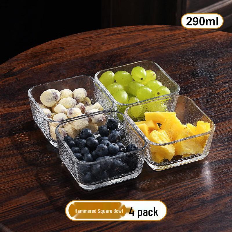 Квадратные стеклянные тарелки для закусок в китайском стиле (4-Pack)