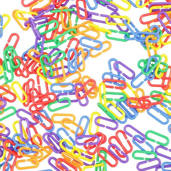 100/400Pcs Plastic Parrot Parakeet Bird Non-toxic C-clips Hooks Chain Chew Toys
