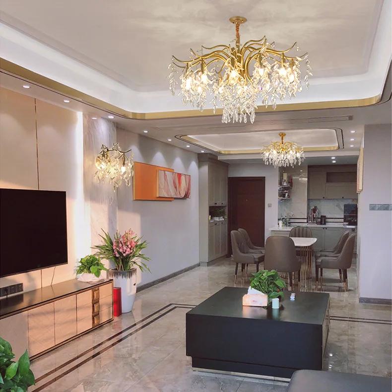 Nordic LED Luxury Crystal Chandeliers Lighting Villa Large Lustre Pendant Lamp for Hotel Hall Art Decor Light Fixtures