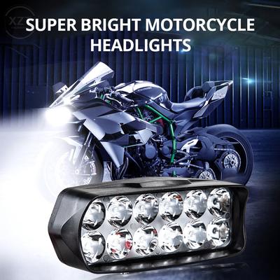 Motorcycle Headlight 12V Motorbike Spot Head Light 8 12 16 Led Scooter ATV Moto Headlamp 12V Motor Auxiliary Driving Work Light