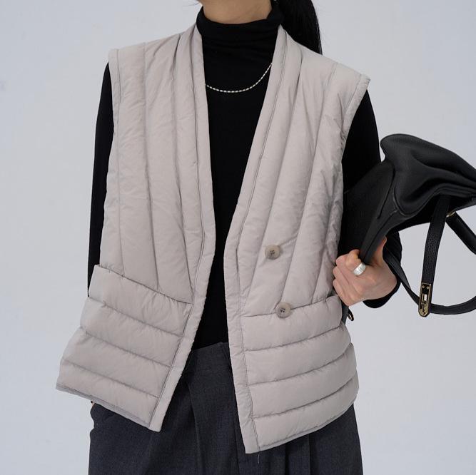 Damen V-Ausschnitt Petite Daunenweste - Herbst/Winter Ärmellose Oberbekleidung