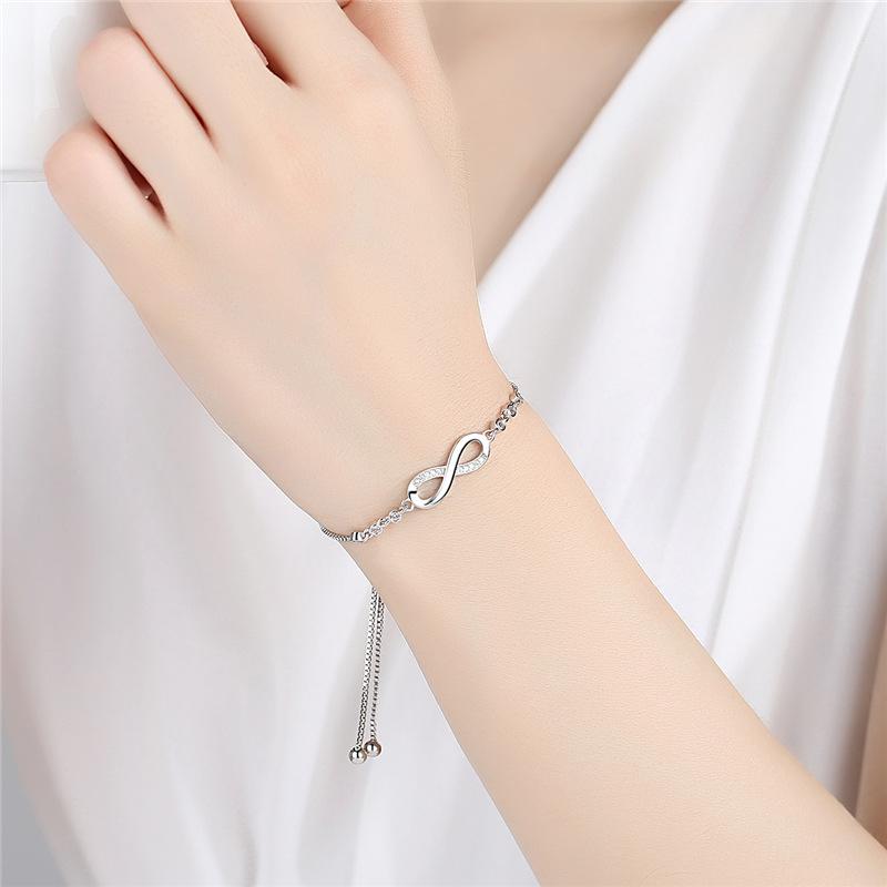 Fine 925 Silver Crystal Bracelets For Women Fashion Vintage Knot Adjustable Charm Bracelets Party Wedding Jewelry Gifts