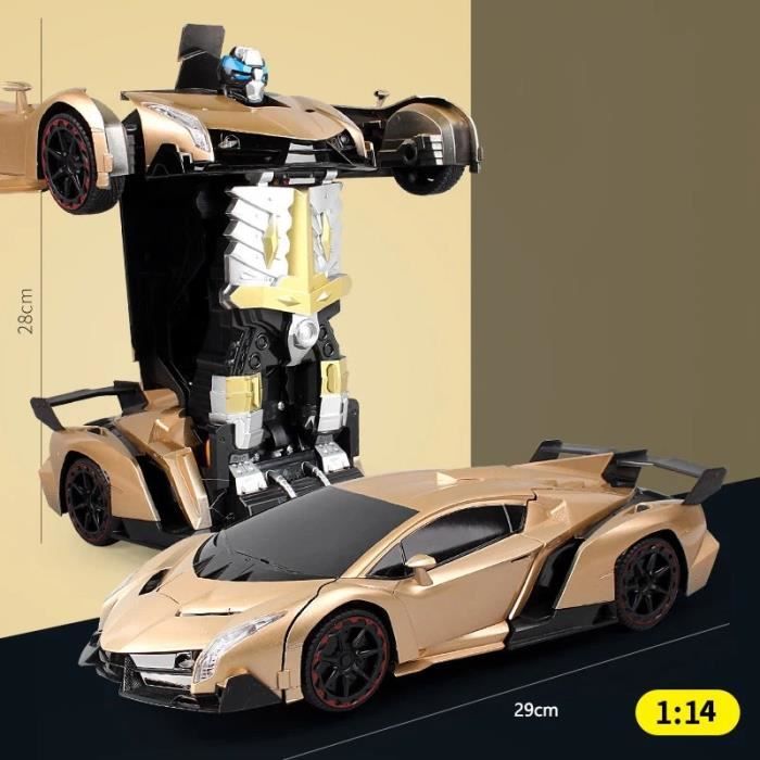 24CM ohne Musik D - Ferngesteuertes Auto Spielzeug für Kinder, Induktions-Transformationsroboter, Det