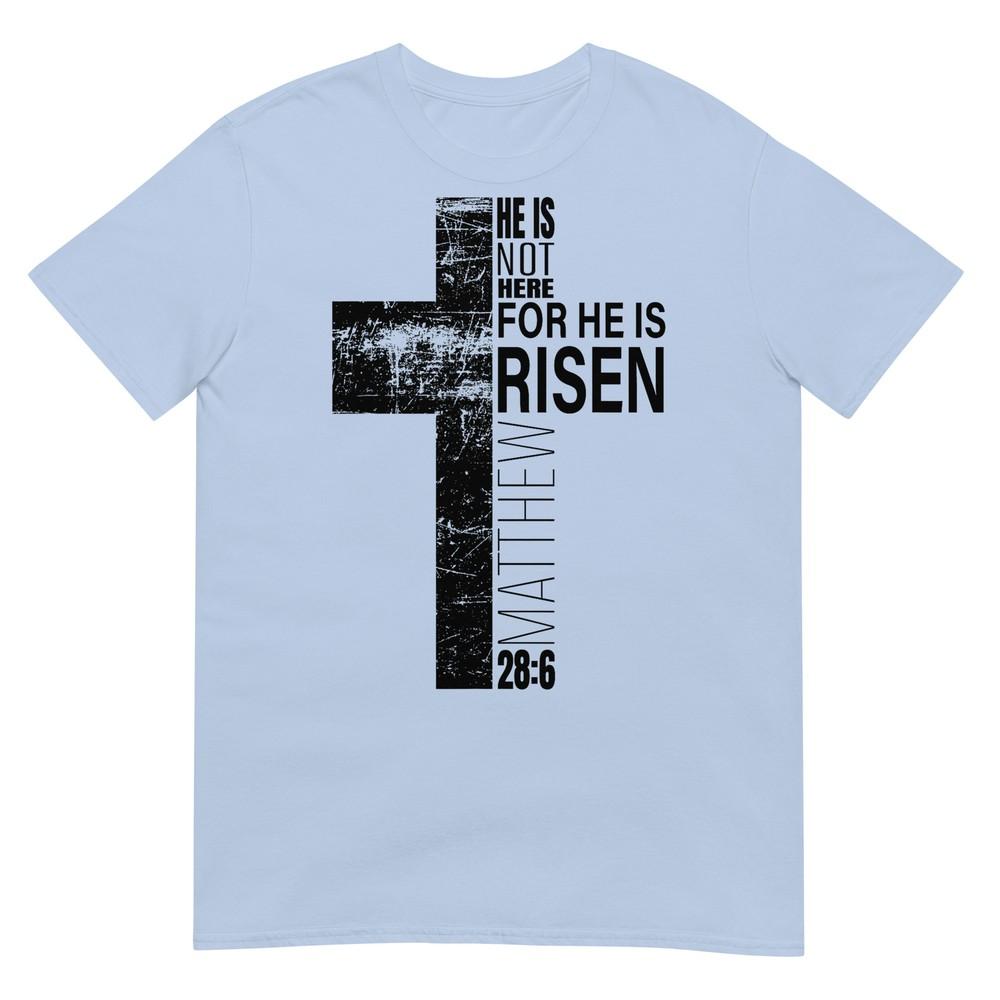 He Is Risen Christian Dad Easter Bible Verse Cross Graphic TShirt S