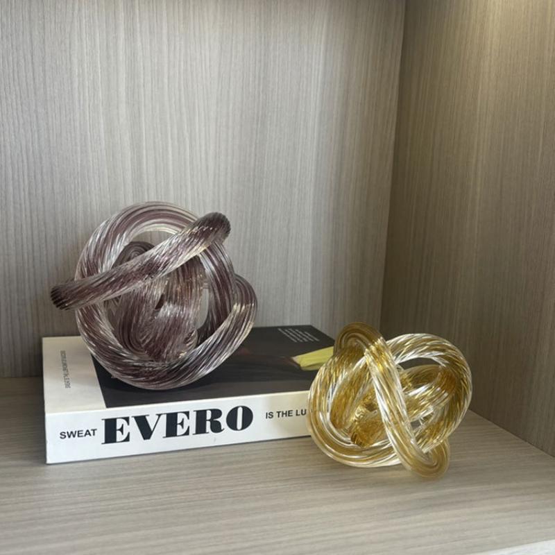 Kreatywne Szklane Kule Geometryczny Węzeł Przezroczyste Szklane Rękodzieło Ozdoby z Kulk Wełnianych Akcesoria do Dekoracji Domu