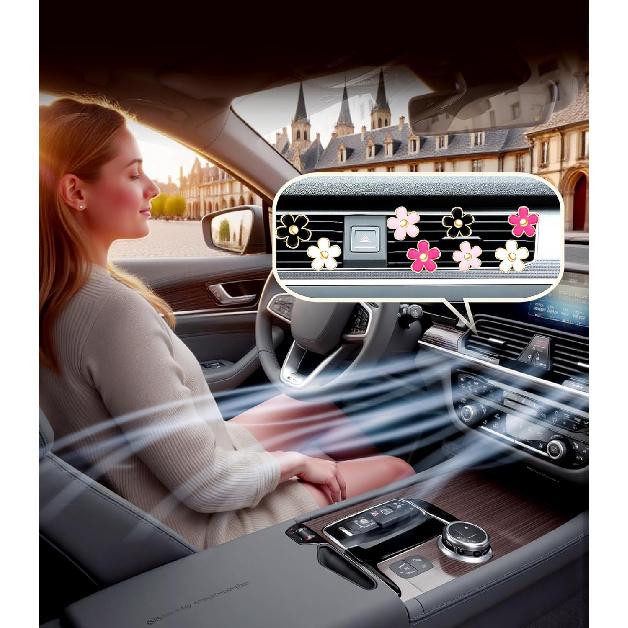 Daisy Flower Car Air Freshener Vent Clips, 8 Pcs Cute Car Accessories for Women Interior, Girly Decor Essentials, Truck Accessories, for Bathroom