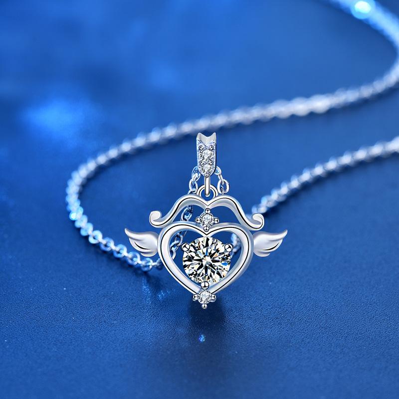 Mosan Diamond Cupid's Arrow Necklace Women's 925 Sterling Silver Collarbone Choker Creative 520 Silver Pendant Jewelry