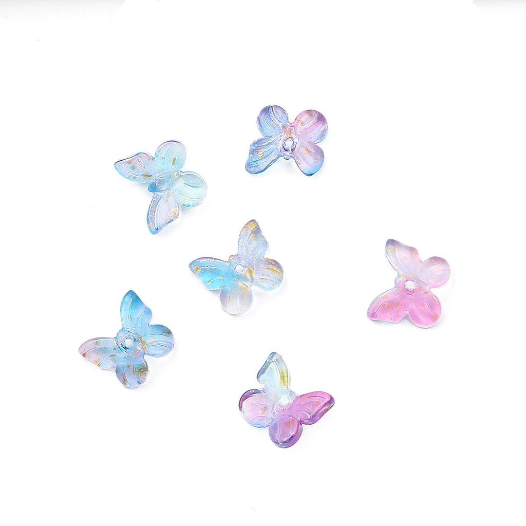 11x9,5mm 10pcs/saco contas de borboleta coloridas de vidro faça você mesmo pulseira colar brincos acessórios de joias