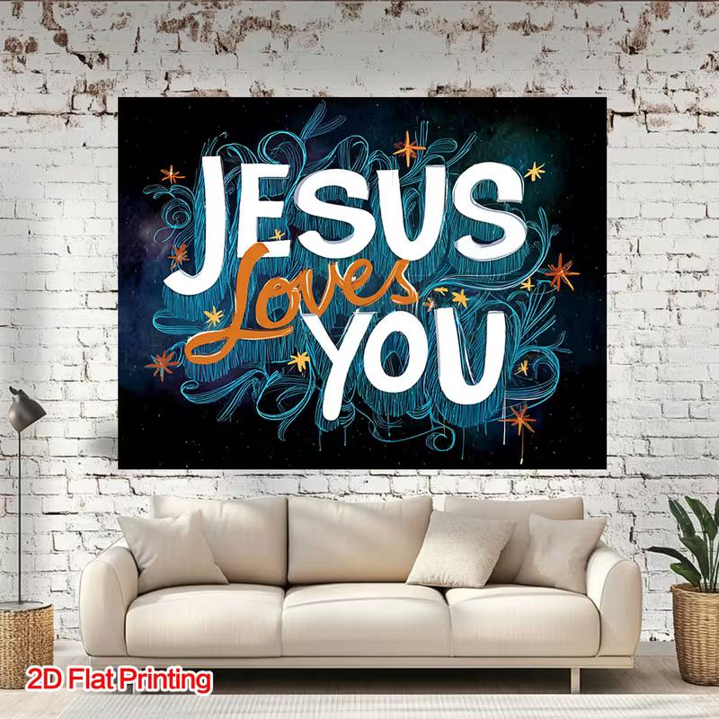 2D Starry Night Jesus Loves You Backdrop Faith Photography Background