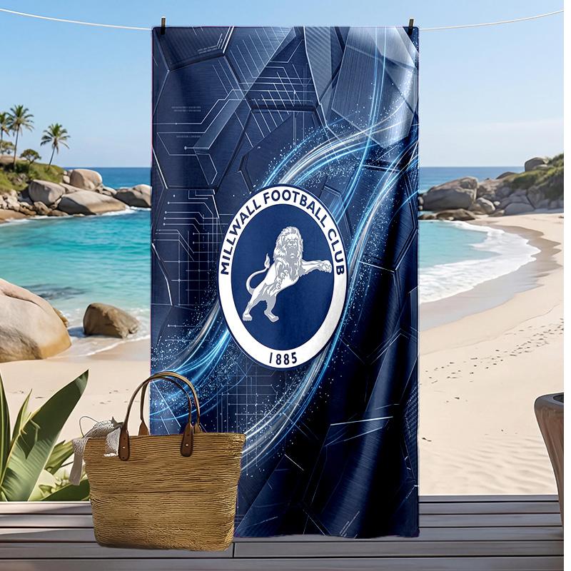 Asciugamano da Spiaggia con Stampa Calcio Millwall, Asciugamano Grande Morbido ad Asciugatura Rapida per Spiaggia Campeggio Nuoto