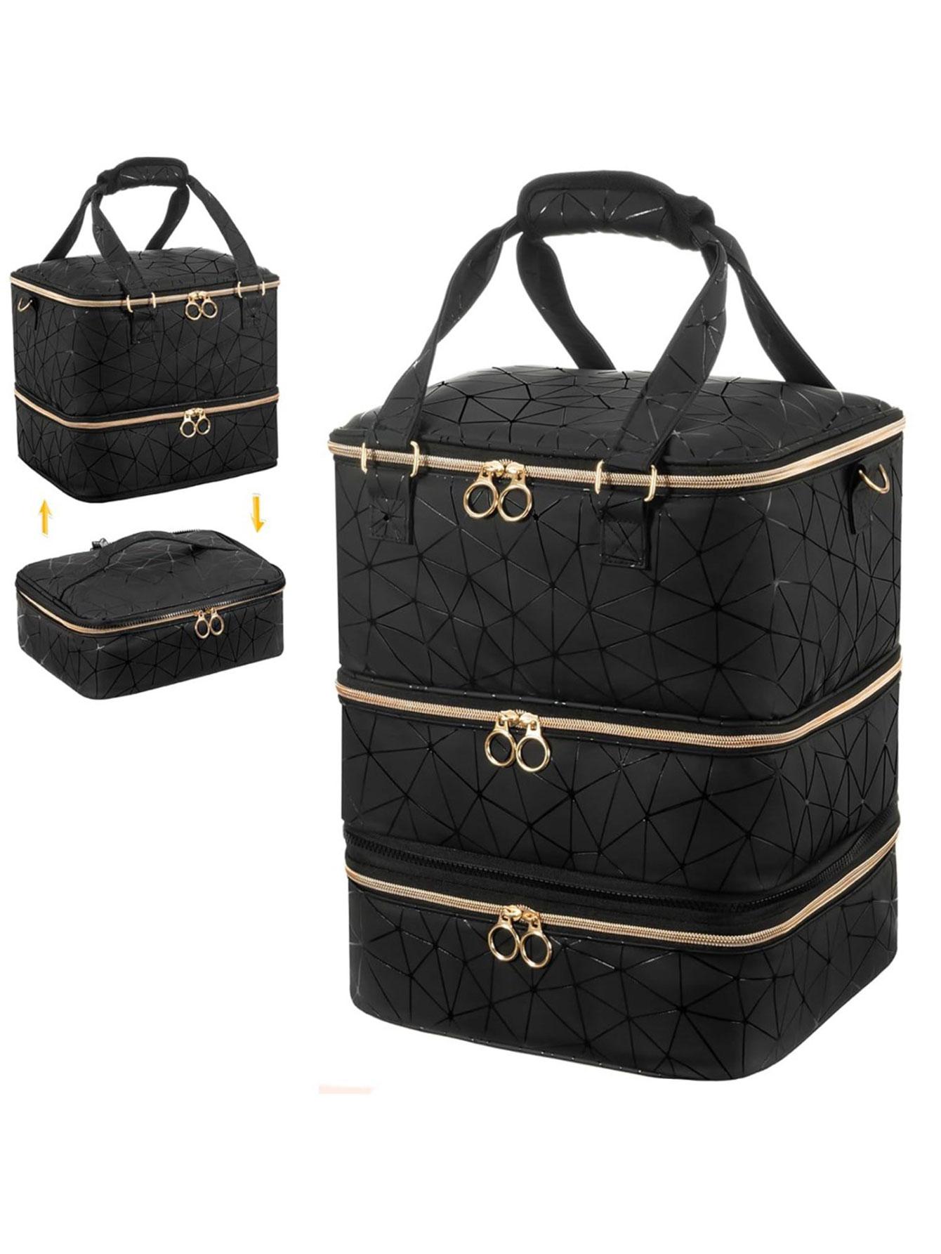 

PU detachable three-layer nail polish storage bag Large capacity essential oil bag can hold 60 bottles.zwq чёрный