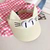 Adorable Big Eyes Cat Visor Cap Sun Protection Cat Ears Sun Hat Fashion Kitty Hollow Hat  Summer