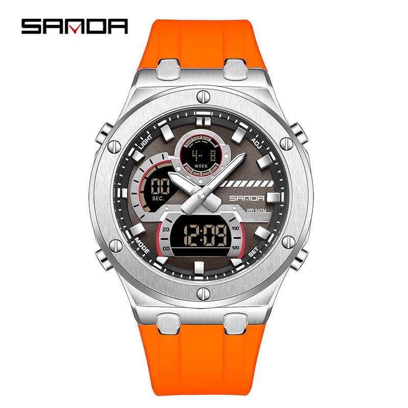 Sanda Trendy Multifunctional Waterproof Student Wristwatch with World Time Display