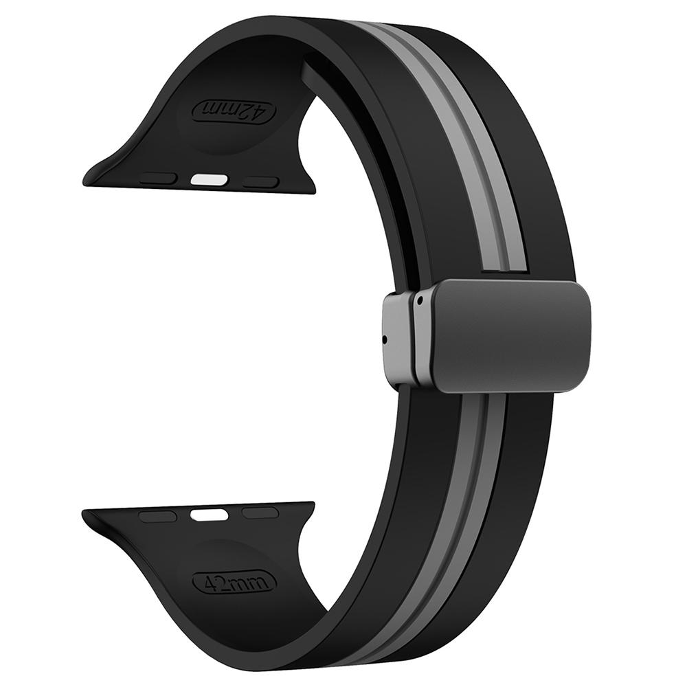 KALEBOL Striped Magnetic Silicone Strap for Apple Watch Series 10 9 8 7 SE 6 5 4 3 2 1 42mm 41mm 40mm 38mm Watch Band